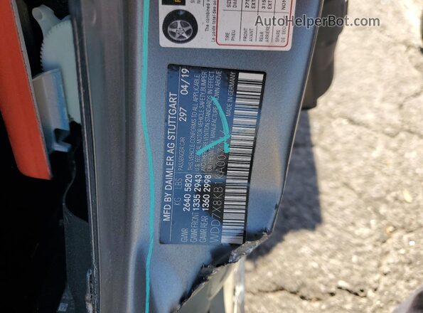 WDD7X8KB1KA007016 2019 MERCEDES-BENZ AMG Gray VIN sticker view