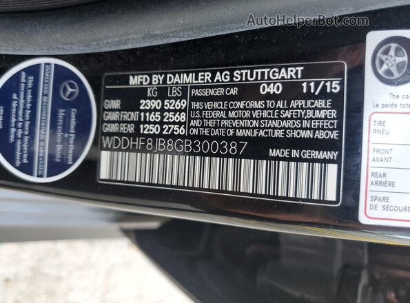 WDDHF8JB8GB300387 2016 MERCEDES-BENZ E Черный 