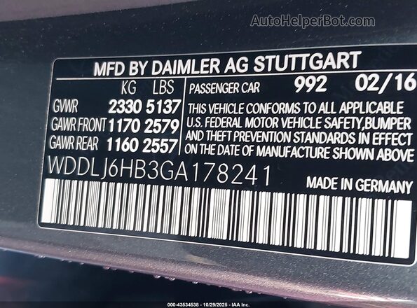 WDDLJ6HB3GA178241 2016 MERCEDES-BENZ CLS-CLASS Blue Widok komory silnika
