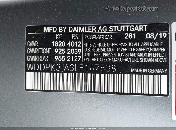 WDDPK3JA3LF167638 2020 MERCEDES-BENZ SLC 300 Gray Engine compartment view