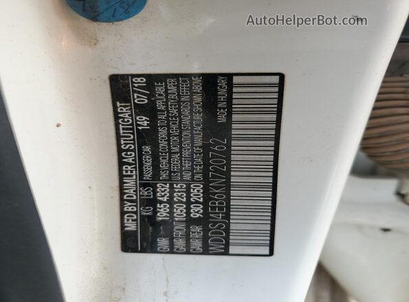 WDDSJ4EB6KN720762 2019 MERCEDES-BENZ CLA-CLASS White Vista del compartimento del motor