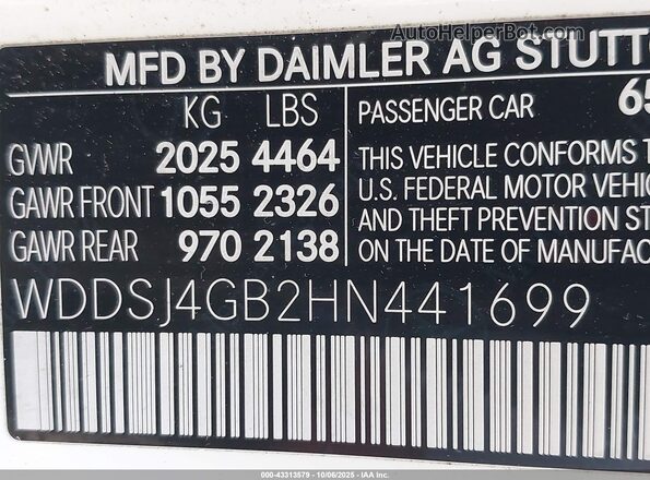 WDDSJ4GB2HN441699 2017 MERCEDES-BENZ CLA 250 White 