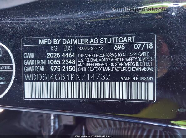 WDDSJ4GB4KN714732 2019 MERCEDES-BENZ CLA 250 Black 