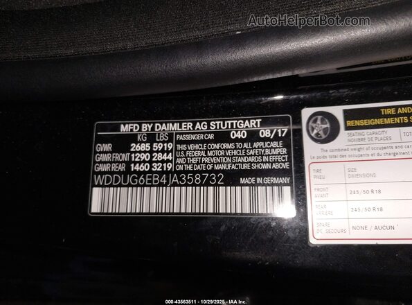 WDDUG6EB4JA358732 2018 MERCEDES-BENZ S-CLASS Black Engine compartment view