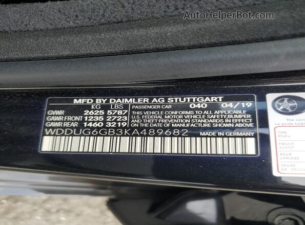WDDUG6GB3KA489682 2019 MERCEDES-BENZ S Black ძრავის განყოფილების ხედი