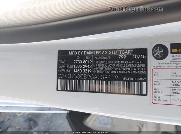 WDDUG8CB9GA239419 2016 MERCEDES-BENZ S-CLASS White ძრავის განყოფილების ხედი