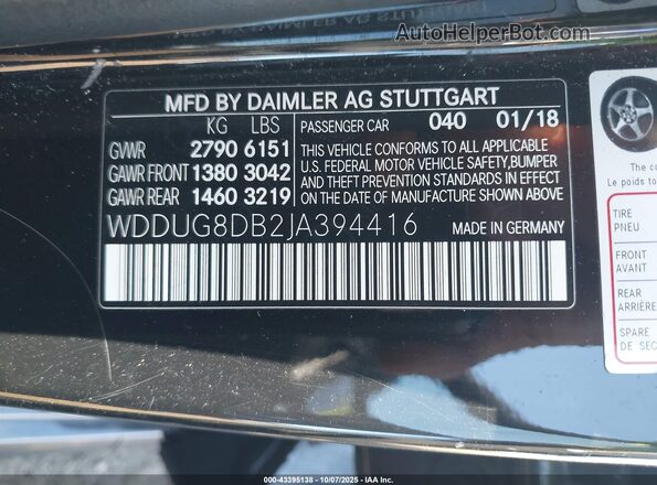 WDDUG8DB2JA394416 2018 MERCEDES-BENZ S-CLASS Black Vista del compartimento del motor