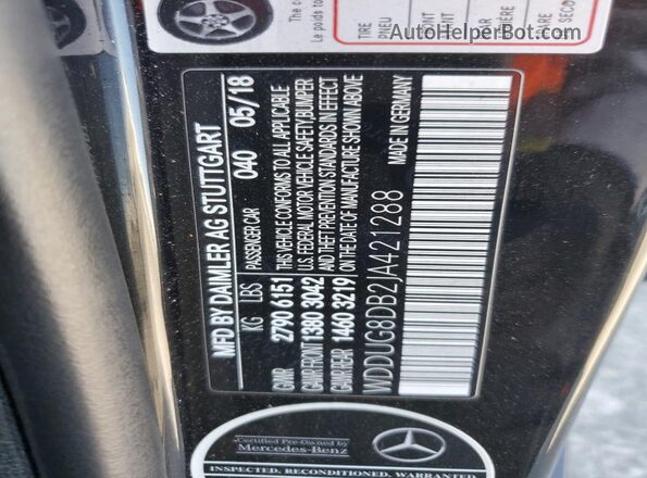 WDDUG8DB2JA421288 2018 MERCEDES-BENZ S Black 