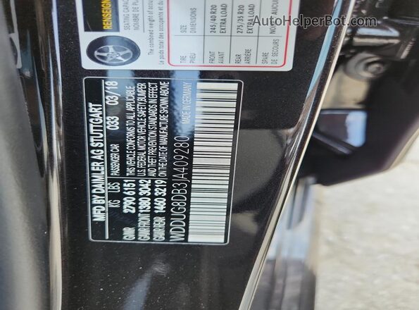 WDDUG8DB3JA409280 2018 MERCEDES-BENZ S Black Vista de la etiqueta del VIN