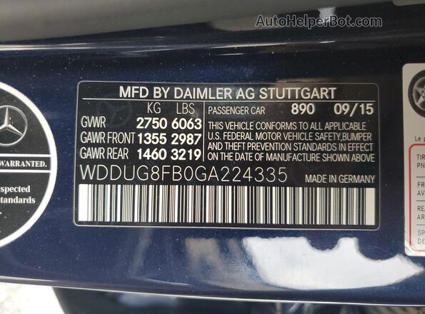 WDDUG8FB0GA224335 2016 MERCEDES-BENZ S Blue 