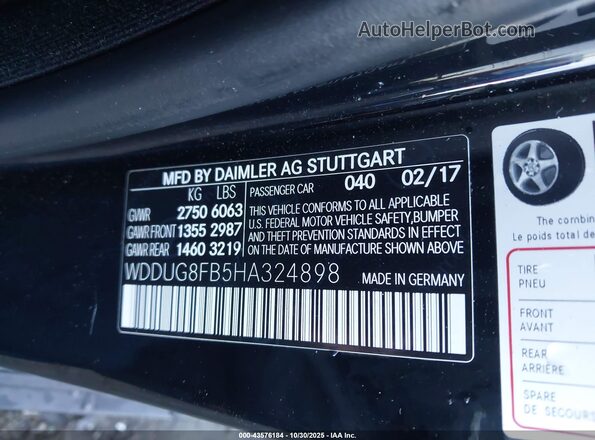 WDDUG8FB5HA324898 2017 MERCEDES-BENZ S-CLASS Black Vista del compartimento del motor
