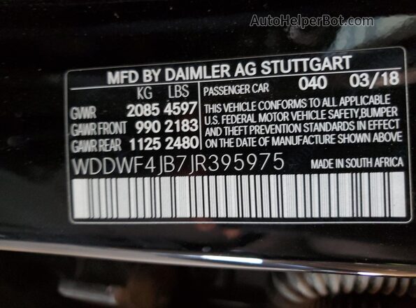 WDDWF4JB7JR395975 2018 MERCEDES-BENZ C-CLASS Black 