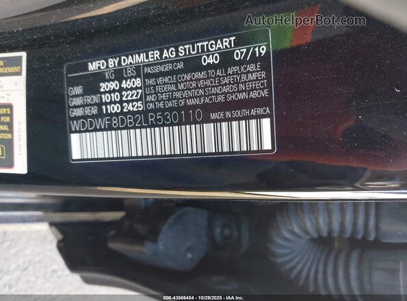 WDDWF8DB2LR530110 2020 MERCEDES-BENZ C-CLASS Black Вид підкапотного простору