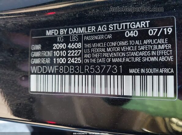 WDDWF8DB3LR537731 2020 MERCEDES-BENZ C-CLASS Черный Вид подкапотного пространства