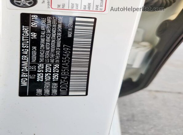 WDDZF4JB5KA554697 2019 MERCEDES-BENZ E Белый Вид подкапотного пространства