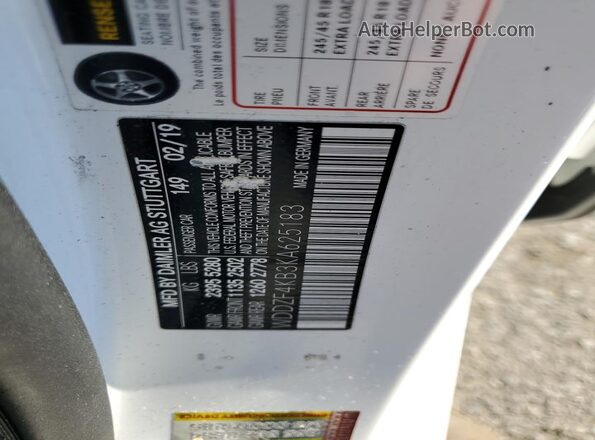 WDDZF4KB3KA625183 2019 MERCEDES-BENZ E White Widok naklejki z numerem VIN