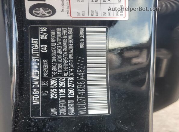 WDDZF4KB8JA482777 2018 MERCEDES-BENZ E Black 