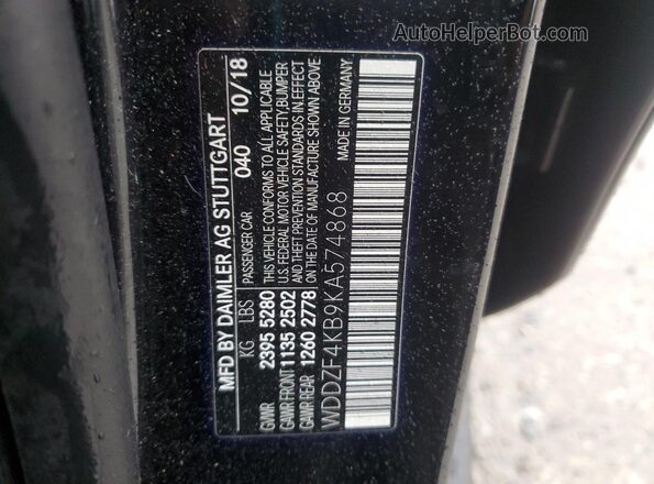 WDDZF4KB9KA574868 2019 MERCEDES-BENZ E Black Engine compartment view