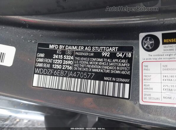 WDDZF6EB7JA470577 2018 MERCEDES-BENZ AMG E 43 Gray Շարժիչի բաժամունքի տեսք