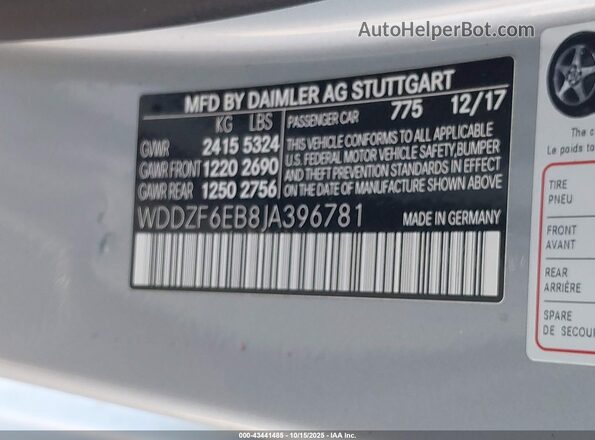 WDDZF6EB8JA396781 2018 MERCEDES-BENZ AMG E 43 Silver ძრავის განყოფილების ხედი