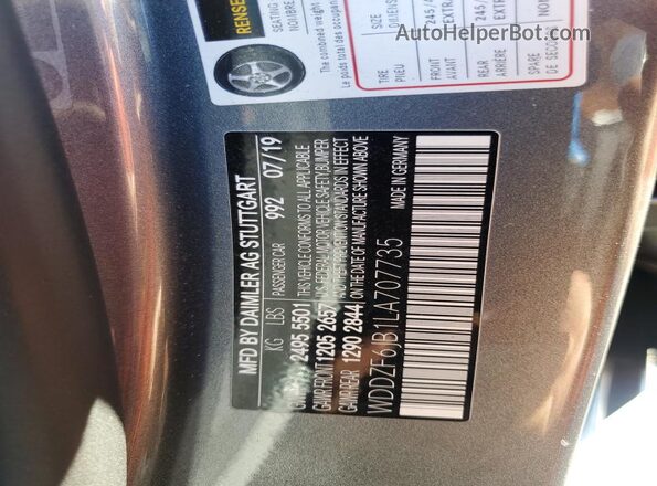 WDDZF6JB1LA707735 2020 MERCEDES-BENZ E Gray Вид підкапотного простору