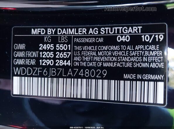 WDDZF6JB7LA748029 2020 MERCEDES-BENZ E-CLASS Black Engine compartment view