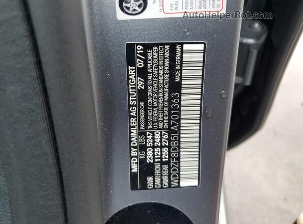 WDDZF8DB5LA701363 2020 MERCEDES-BENZ E Gray VIN კოდის სტიკერის ხედი