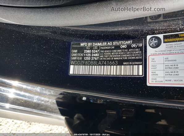 WDDZF8DB8LA741663 2020 MERCEDES-BENZ E-CLASS Black 