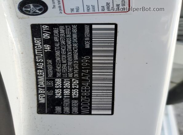 WDDZF8EB4LA741996 2020 MERCEDES-BENZ E White Vista del compartimento del motor