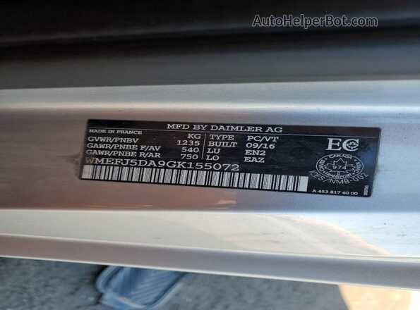 WMEFJ5DA9GK155072 2016 SMART FORTWO White Widok komory silnika