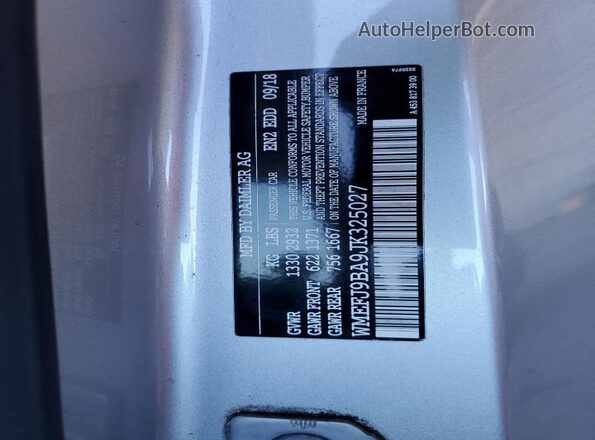 WMEFJ9BA9JK325027 2018 SMART FORTWO Two Tone VIN sticker view