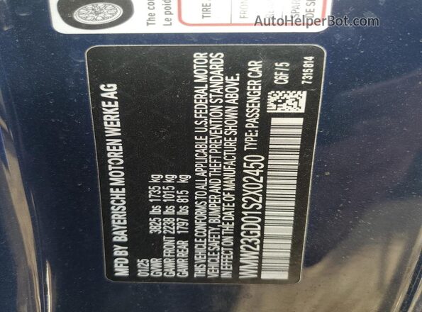 WMW23GD01S2X02450 2025 MINI COOPER Blue Vista de la etiqueta del VIN