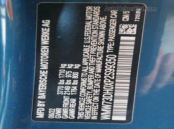 WMW73DH0XP2S99350 2023 MINI COOPER Blue ძრავის განყოფილების ხედი