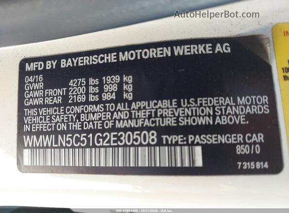 WMWLN5C51G2E30508 2016 MINI CLUBMAN Cream 