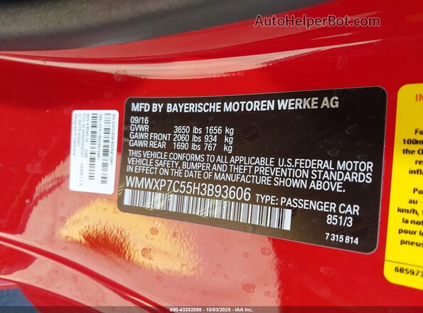 WMWXP7C55H3B93606 2017 MINI HARDTOP Red 