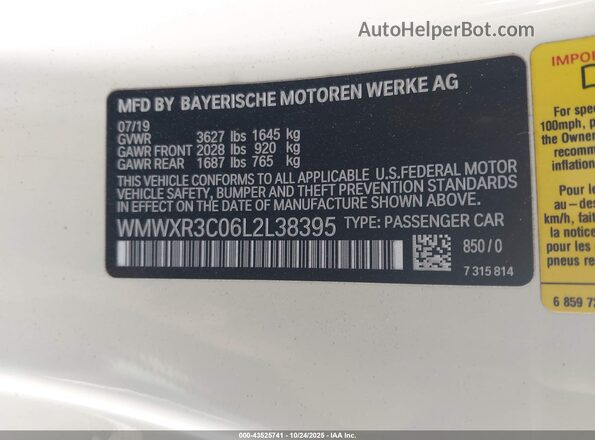 WMWXR3C06L2L38395 2020 MINI HARDTOP Кремовый Вид подкапотного пространства