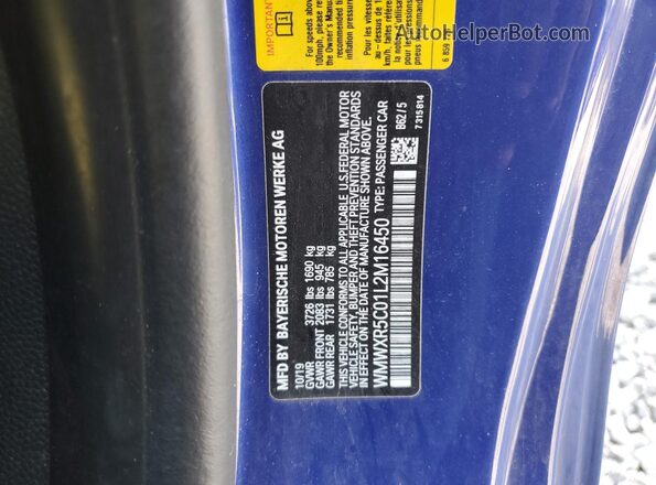 WMWXR5C01L2M16450 2020 MINI COOPER Blue Vista del compartimento del motor