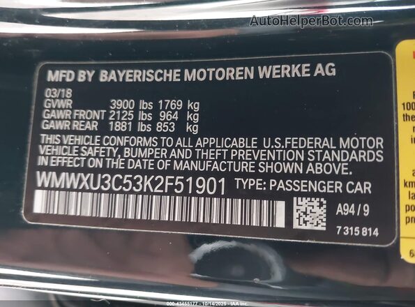 WMWXU3C53K2F51901 2019 MINI HARDTOP Black Շարժիչի բաժամունքի տեսք