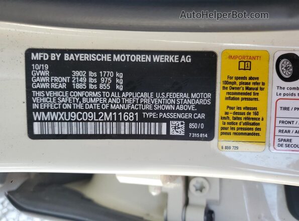 WMWXU9C09L2M11681 2020 MINI COOPER White Widok komory silnika