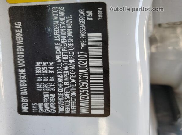 WMWZC5C50GWU02107 2016 MINI COOPER White 