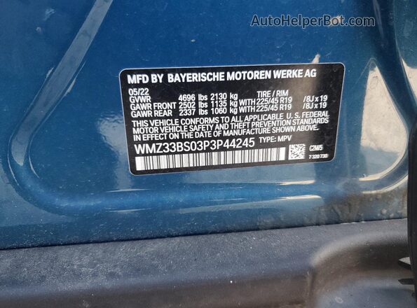 WMZ33BS03P3P44245 2023 MINI COOPER Blue Vista del compartimento del motor
