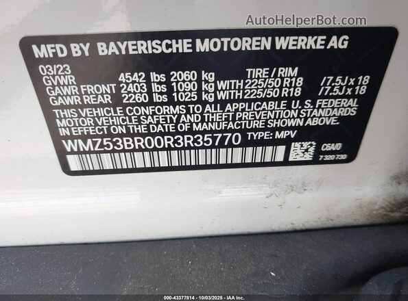 WMZ53BR00R3R35770 2024 MINI COUNTRYMAN White Vista del compartimento del motor