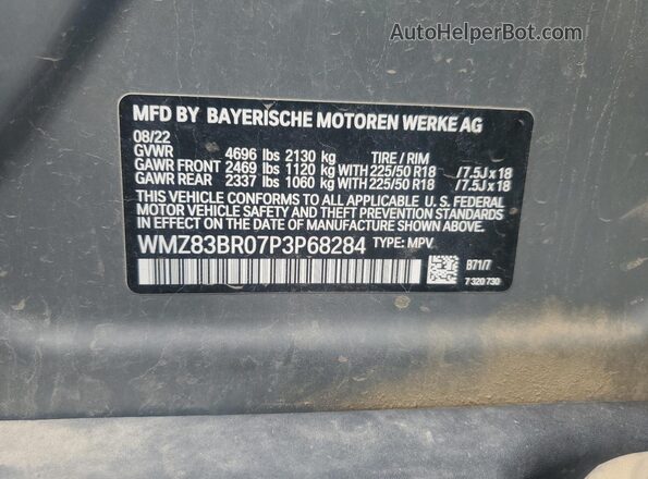 WMZ83BR07P3P68284 2023 MINI COOPER Gray Вид наклейки з VIN-кодом