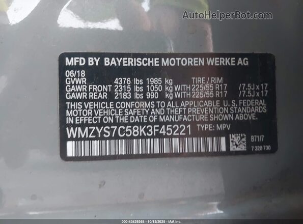 WMZYS7C58K3F45221 2019 MINI COUNTRYMAN Gray Widok komory silnika