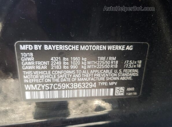 WMZYS7C59K3B63294 2019 MINI COOPER Black Vista del compartimento del motor
