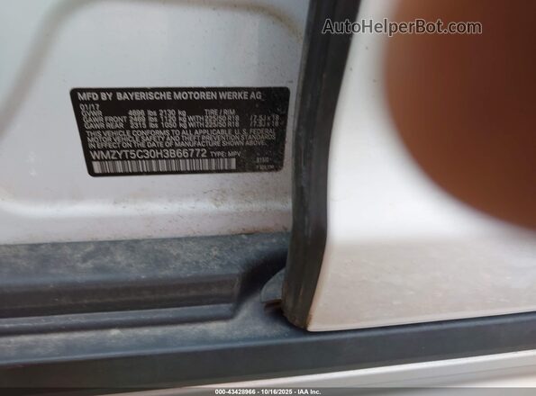 WMZYT5C30H3B66772 2017 MINI COUNTRYMAN White Vista del compartimento del motor