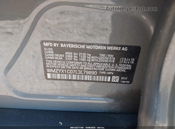 WMZYX1C07L3L79890 2020 MINI COUNTRYMAN Gray Vista del compartimento del motor