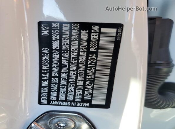 WP0AA2Y15MSA17304 2021 PORSCHE TAYCAN White 