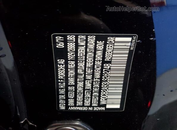 WP0CB2A93LS262748 2020 PORSCHE 911 Black Շարժիչի բաժամունքի տեսք
