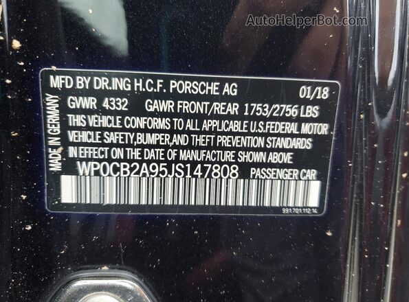 WP0CB2A95JS147808 2018 PORSCHE 911 Black Engine compartment view